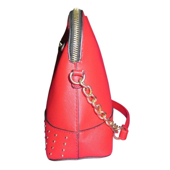 Steve Madden Girl Vibrant Red Vegan Leather Gold Studded Crossbody Bag NWOT - Picture 3 of 9